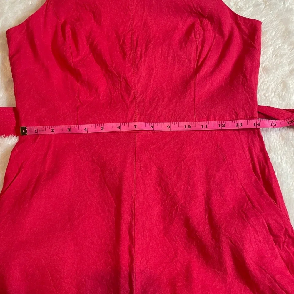 Antonio Melani Pink Linen Blend Sleeveless Wide Leg Belted Jumpsuit  4 Classic